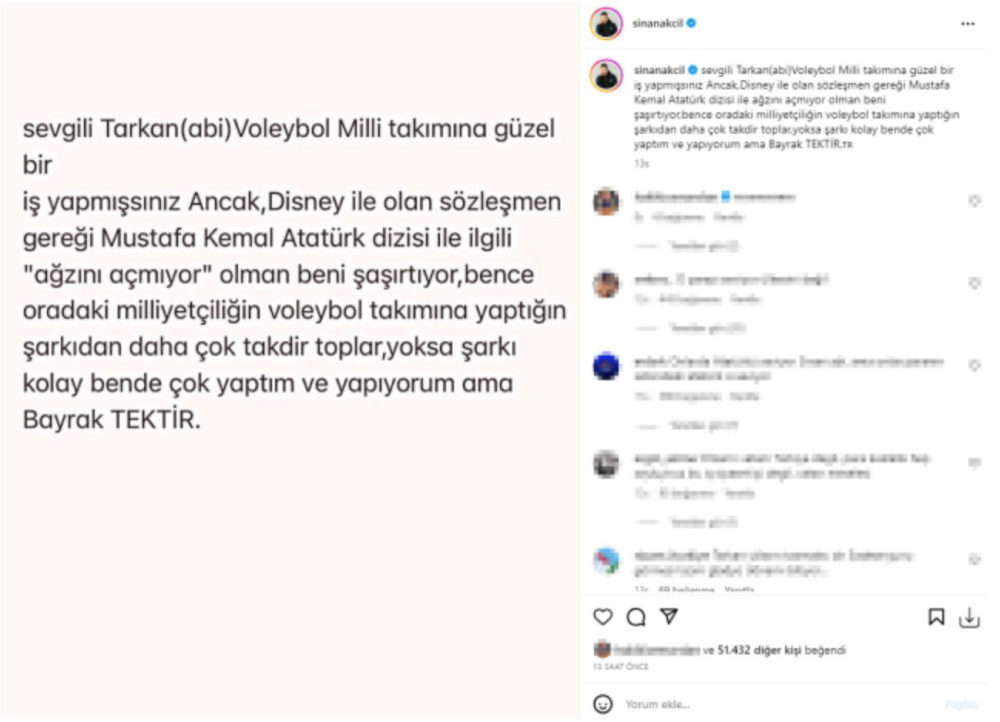 sinan akcil tarkan i disney plus konusunda hedef aldi neden sesin cikmiyor